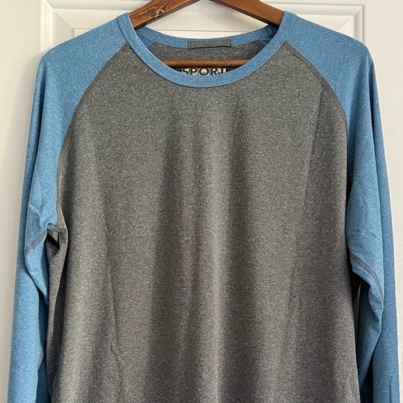 Marine Layer Weekend Sport Ice Blue and Gray Long~Sleeve Tee - Picture 1 of 5
